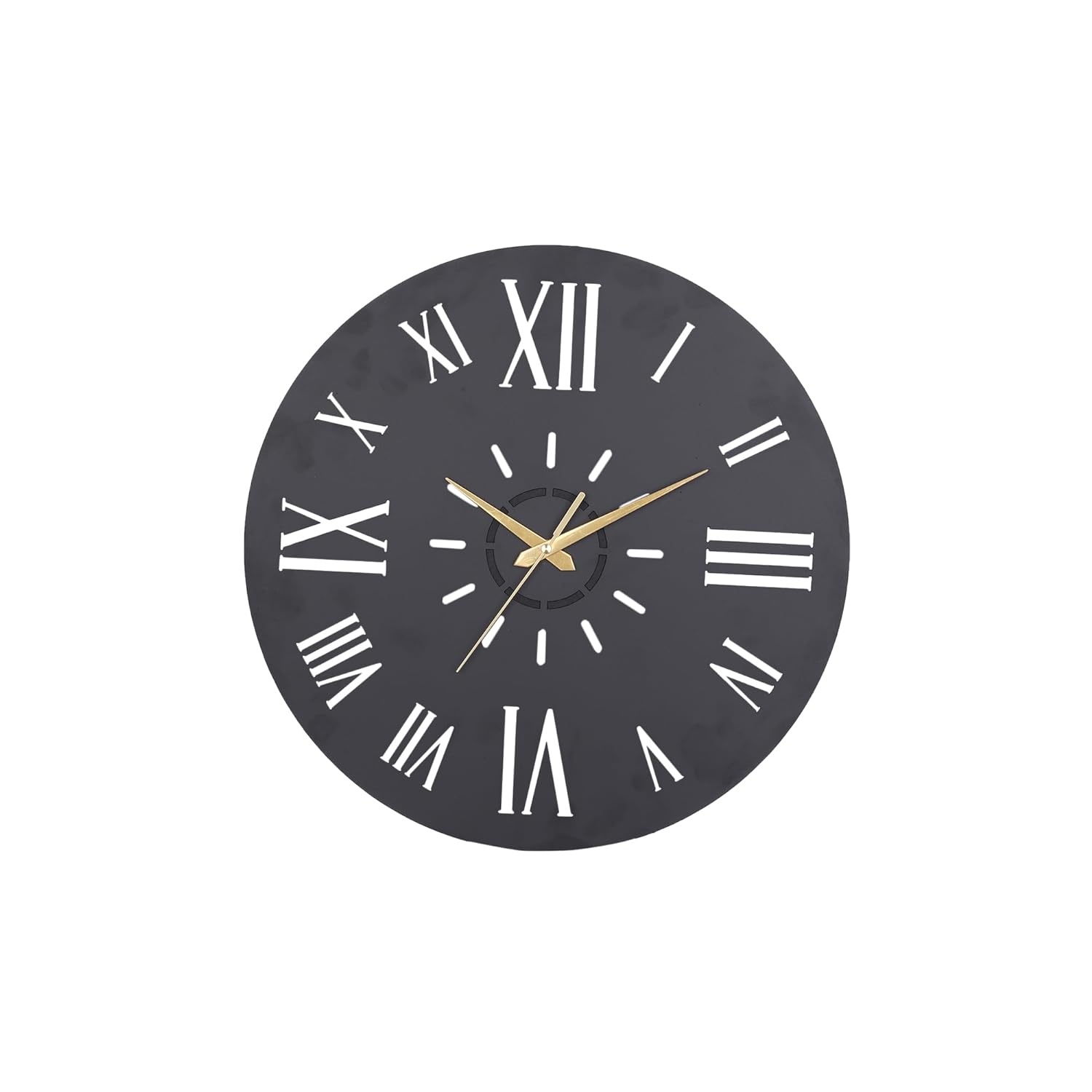Black Analog Metal Wall Clock Rustic Farmhouse Clock for Office, Bedroom, Living Room - Shreya home decor