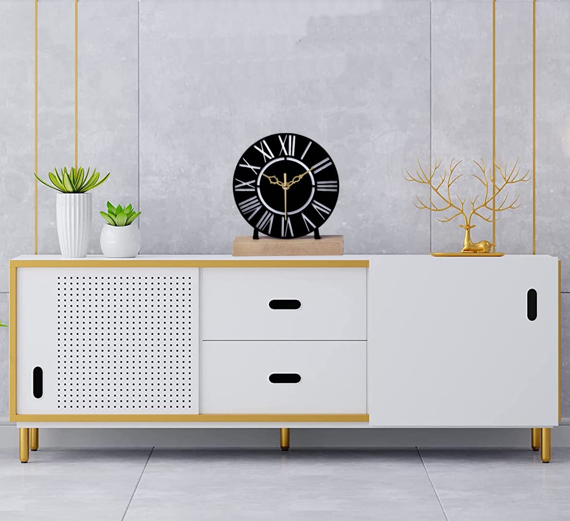Designer Metal Wall Clock for Livingroom ,Office Table Accessories (6 inch) - Shreya home decor