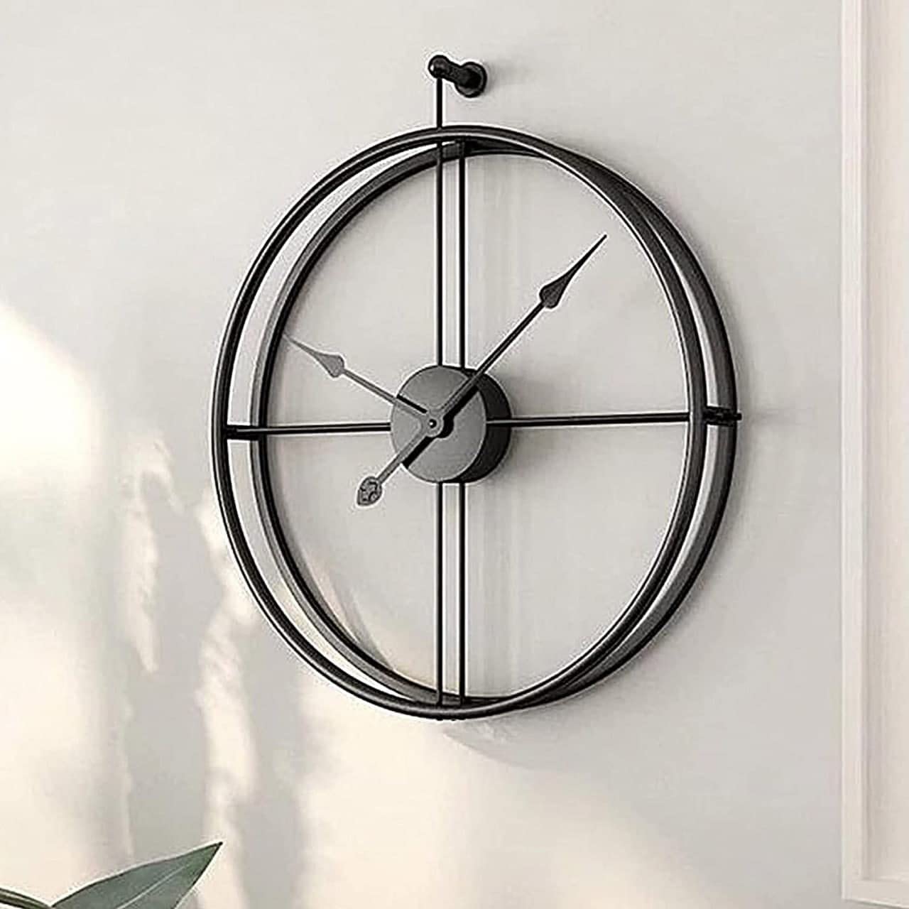 Hand Made Double Ring Big Size Metal Wall Clock (Black Needles) - Shreya home decor