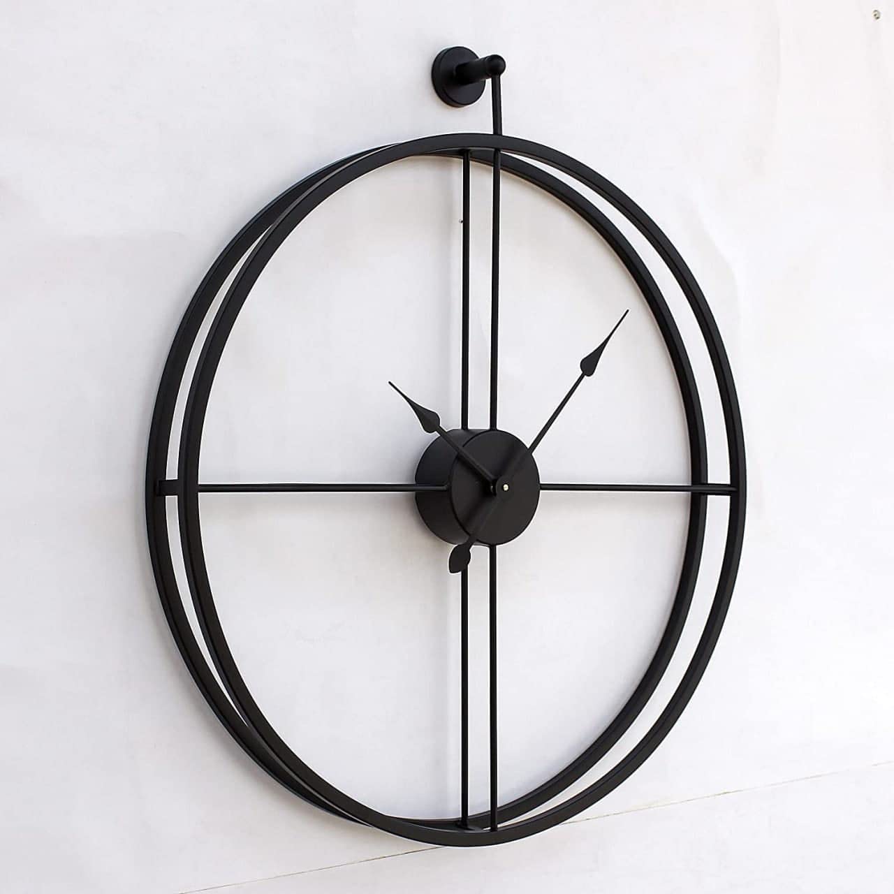 Hand Made Double Ring Big Size Metal Wall Clock (Black Needles) - Shreya home decor