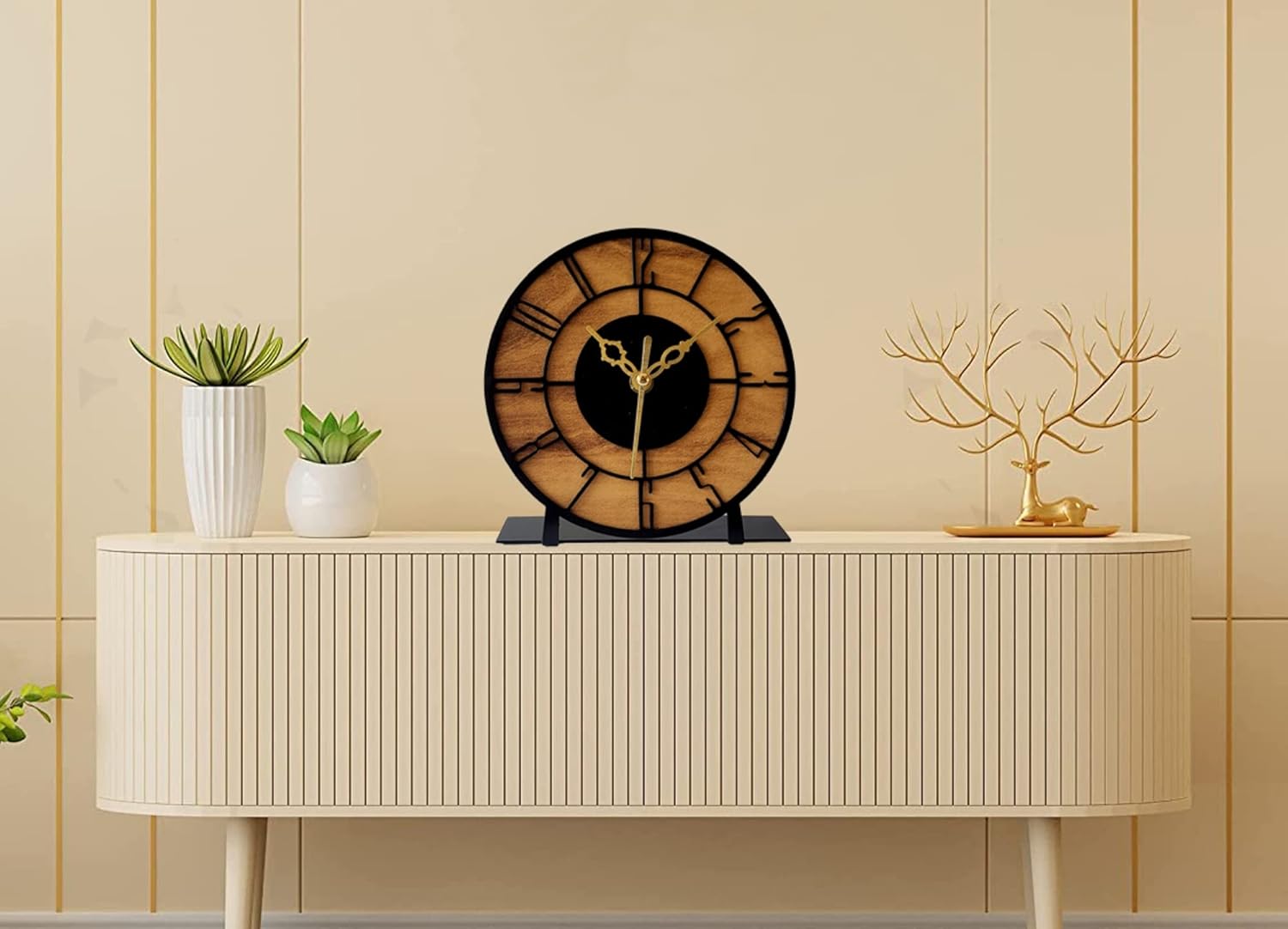 Designer Metal Round Table Clock for Living Room & Home, Used for Study Table/Office Desk/Showpiece/Gift Item (6 inch) - Shreya home decor
