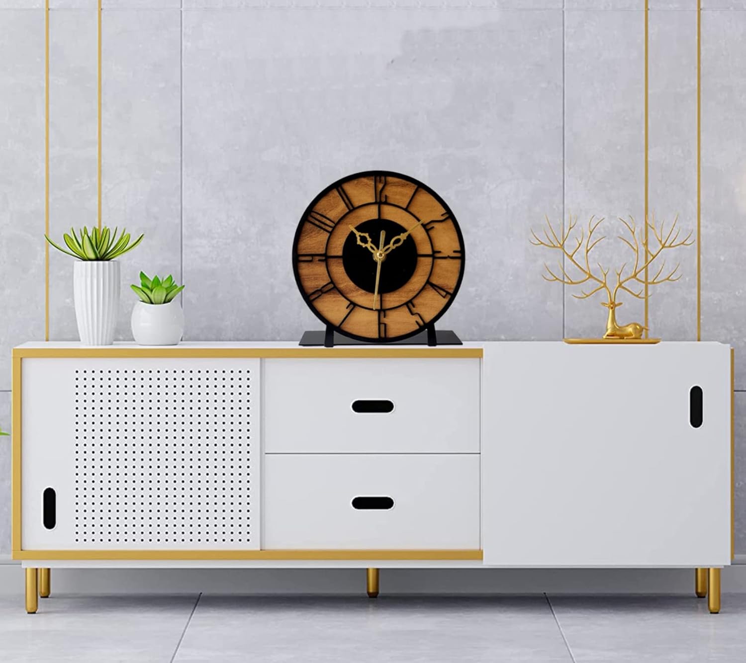 Designer Metal Round Table Clock for Living Room & Home, Used for Study Table/Office Desk/Showpiece/Gift Item (6 inch) - Shreya home decor