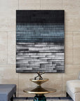Oil Painting, Creative Blue Black Gray Space Stripes Texture Large Oil Painting - Shreya home decor