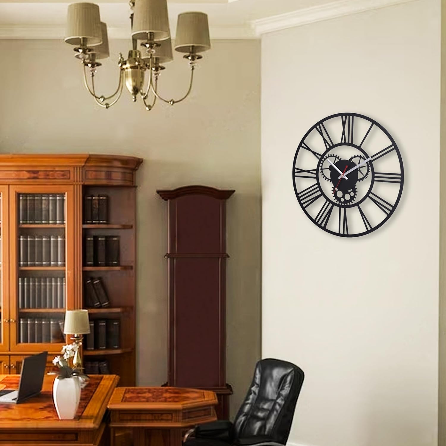 Clocks for Living Room  Analog Wall Clock, Black Rustic Farmhouse Metal Wall Clock for Office, Bedroom - Shreya home decor