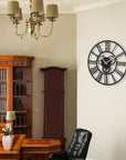 Clocks for Living Room Analog Wall Clock, Black Rustic Farmhouse Metal Wall Clock for Office, Bedroom - Shreya home decor