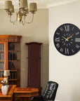 Black Analog Metal Wall Clock Rustic Farmhouse Clock for Office, Bedroom, Living Room - Shreya home decor