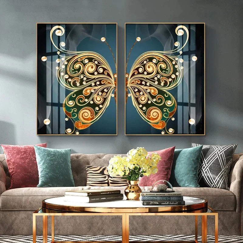 Butterfly Collection Home Decor Painting Crystal Panel Wall Art PVC Frame - Shreya home decor