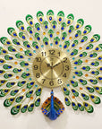 Peacock Metal Wall Clock Luxury, Large - Premium Edition - Shreya home decor
