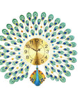 Peacock Metal Wall Clock Luxury, Large - Premium Edition - Shreya home decor