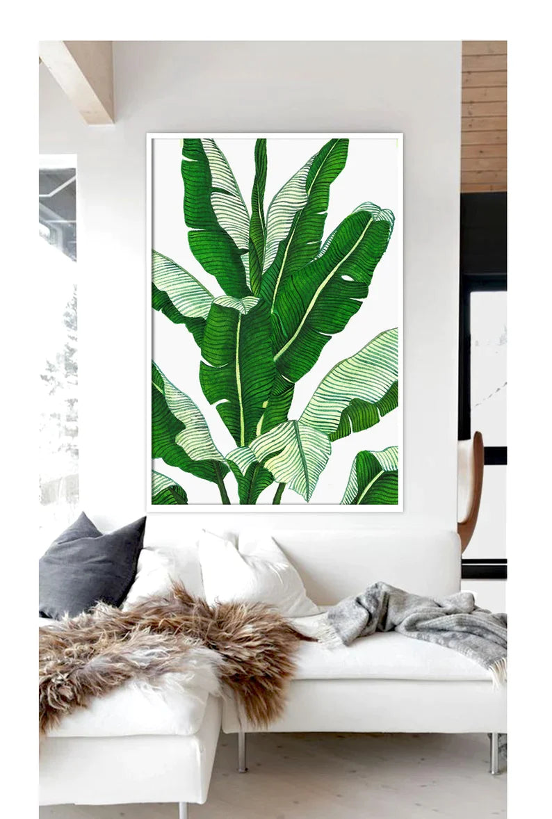 Banana Leaf Painting - Leaf Print, Palm Print Large Wall Art - Shreya home decor