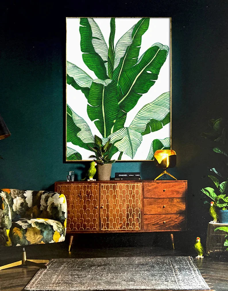 Banana Leaf Painting - Leaf Print, Palm Print Large Wall Art - Shreya home decor