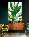 Banana Leaf Painting - Leaf Print, Palm Print Large Wall Art - Shreya home decor