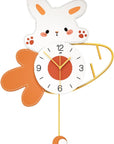 Rabbit Metal Wall Clocks for Living Room Decor (size  65*47)CM