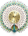 Metal Peacock Big Large Decorative Luxury Living Room Farmhouse Wall Clock