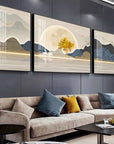 Rising Sun Landscape Wall Decoration Crystal Painting (40*60*2+60*80 Cm)