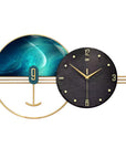 Sea Green Designer Wall Clock for Living Room, Hall & Bedroom | Stylish Clock Size 65*35