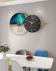 Sea Green Designer Wall Clock for Living Room, Hall & Bedroom | Stylish Clock Size 65*35