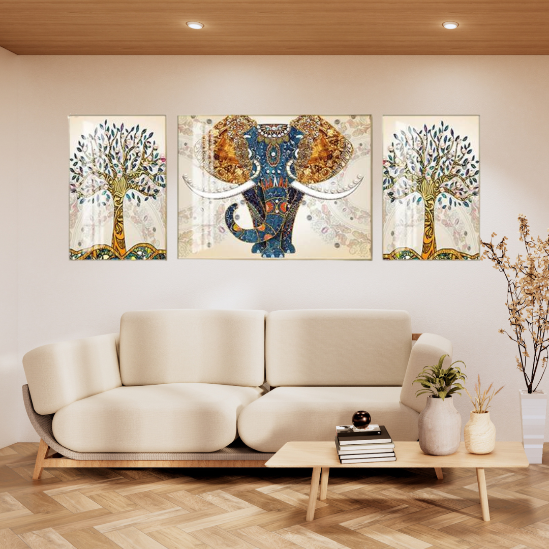 Wall Art Decor for Dining Room, 3 Pieces of Framed Decorative Paintings, Crystal Wall Art for Bedroom, Modern Painting On Crystal Decorative, for Living Room Home Decor - Shreya home decor