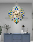 Peacock Crystal Wall Clock Decoration Living Room Wall Decoration