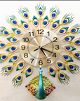 Peacock Crystal Wall Clock Decoration Living Room Wall Decoration