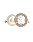 White & Beige Geometric Contemporary Wall Clock