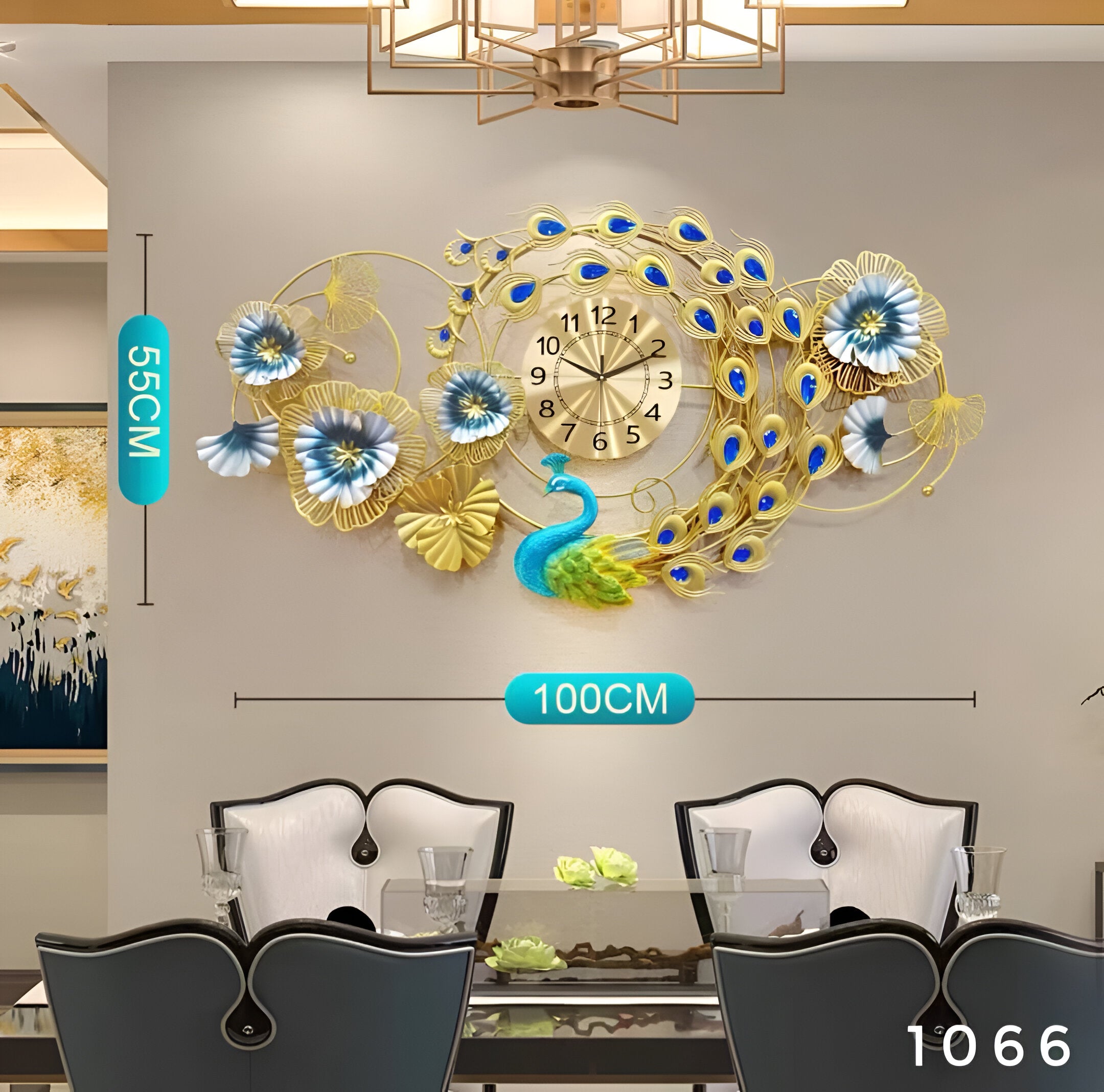 Creative Rose Gold Wall Clock Living Room Unique Large Digital Peacock Wall Clock - Shreya home decor