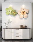 Floral Wall Clock for Living Room Simple Modern Atmosphere (80*38 cm)