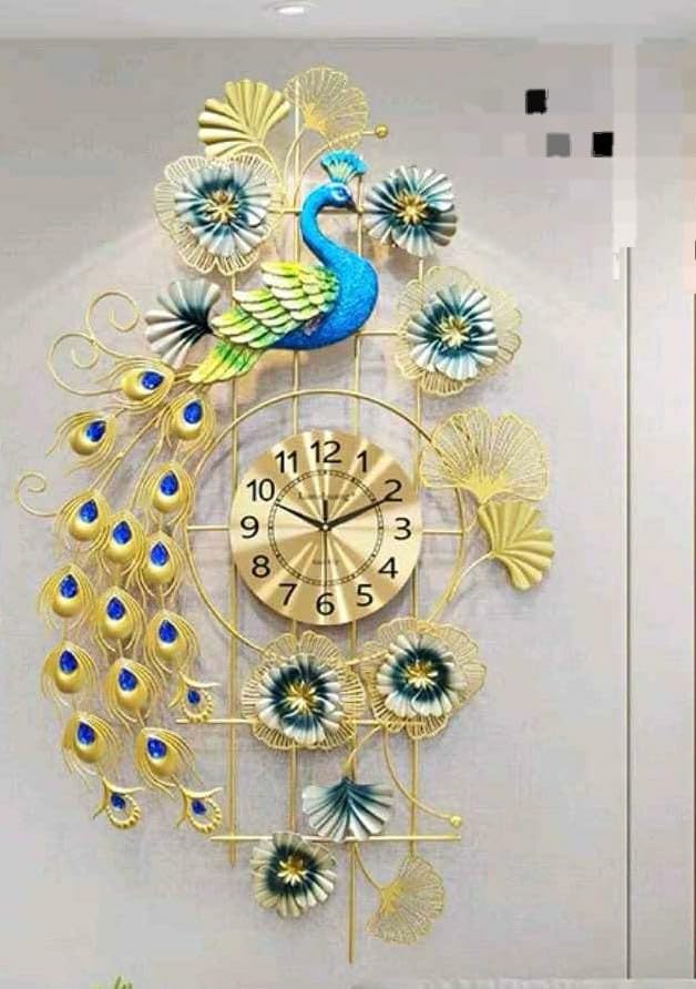 Peacock Metal Wall Clock Material-Wrought Iron - Shreya home decor